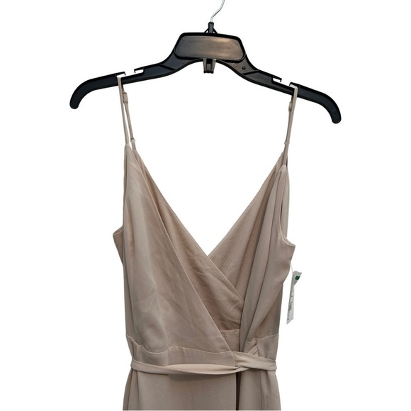 WAYF The Angelina Slit Wrap Gown in tan - Picture 8 of 14